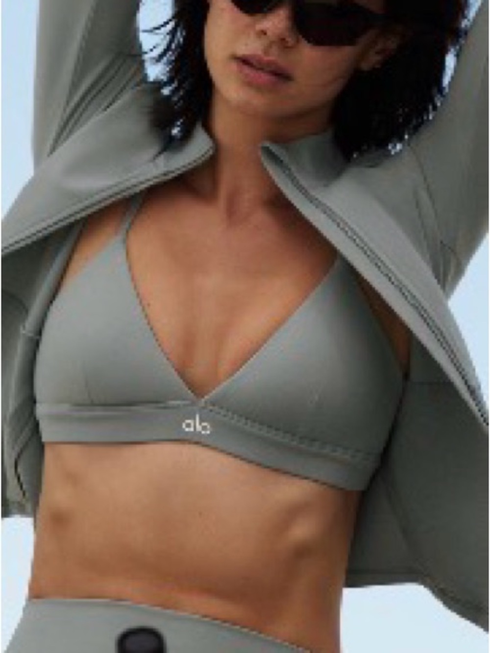 ALO Yoga Taupe Triangle Bralette - Minimal V-Neck Support